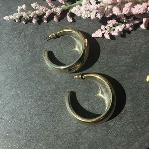 Chunky C Hoop Gold Color Earrings